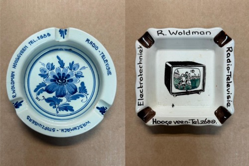 Een asbak met eigen naam of logo was vroeger een gewild reclame-item. 